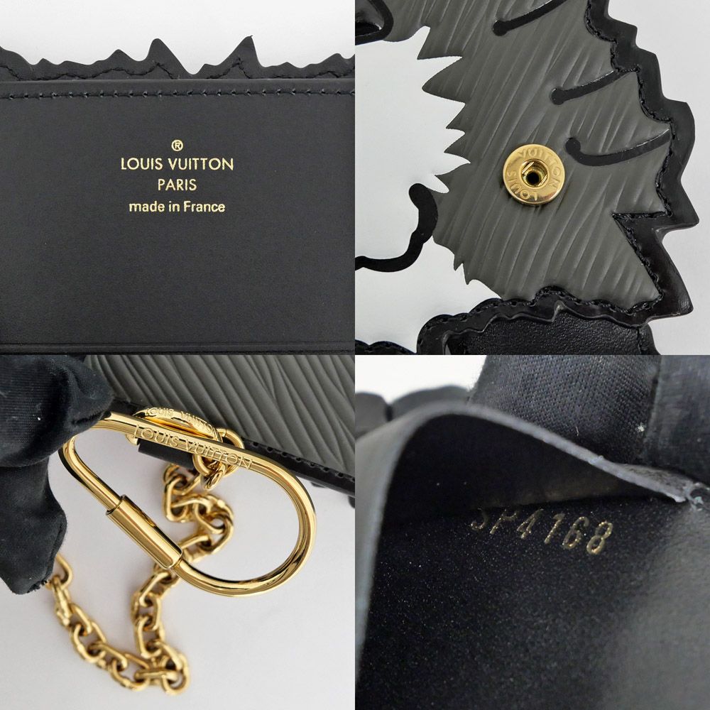 Louis Vuitton Cat Glam Card Case Epi Gray Black Leather Fixed — view 7