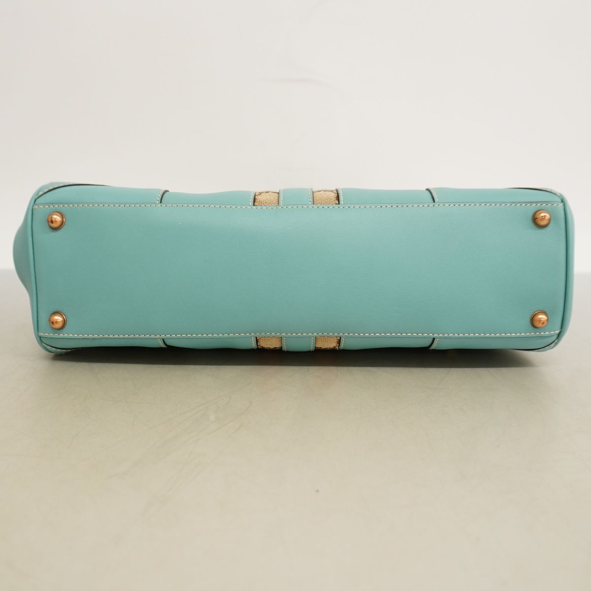 Gucci Handbag GG Canvas New Jackie Leather Turquoise Blue Brown Pink Gold — view 3
