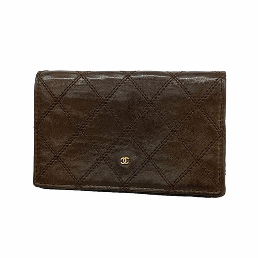 Chanel Coin Purse Bicolor Lambskin Brown Gold