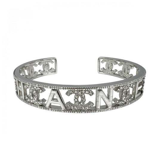 Chanel Bangle Silver CC Logo Bracelet