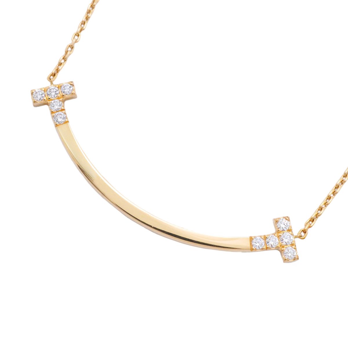 Tiffany & Co Necklace T Smile Medium Yellow Gold Diamond