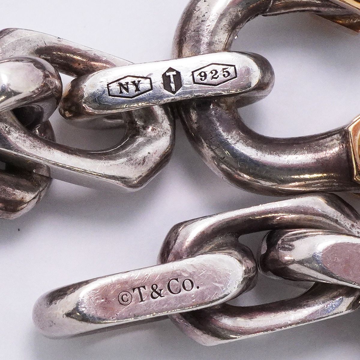 Tiffany & Co Bracelet Makers Wide 18K Yellow Gold 925 Sterling Silver — view 6
