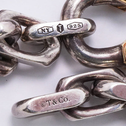 Tiffany & Co Bracelet Makers Wide 18K Yellow Gold 925 Sterling Silver — view 6