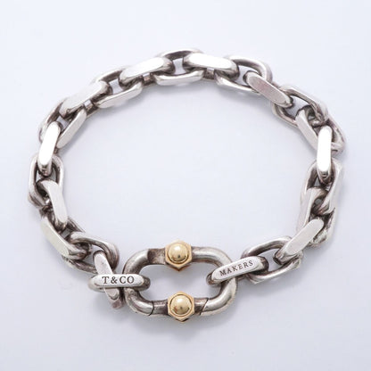 Tiffany & Co Bracelet Makers Wide 18K Yellow Gold 925 Sterling Silver — view 3