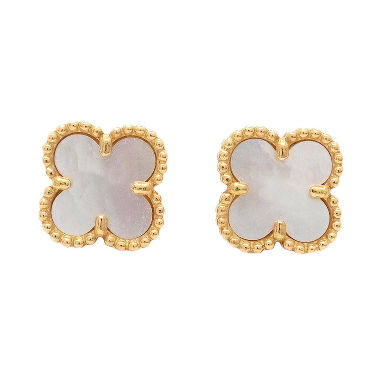 Van Cleef & Arpels Earrings Sweet Alhambra 18K Yellow Gold Mother of Pearl