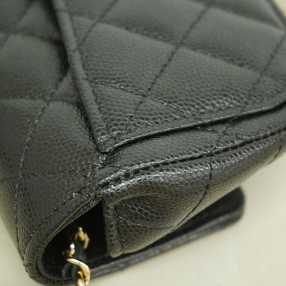 Chanel Shoulder Bag Quilted Caviar Leather Black Champagne Gold — view 6