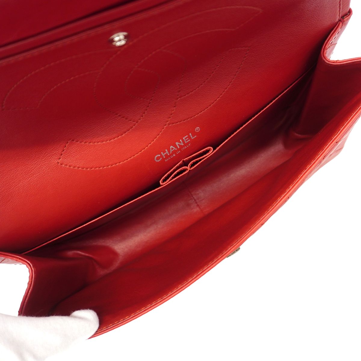 Chanel Shoulder Bag 2.55 Quilted Maxi Leather Red Silver — view 4