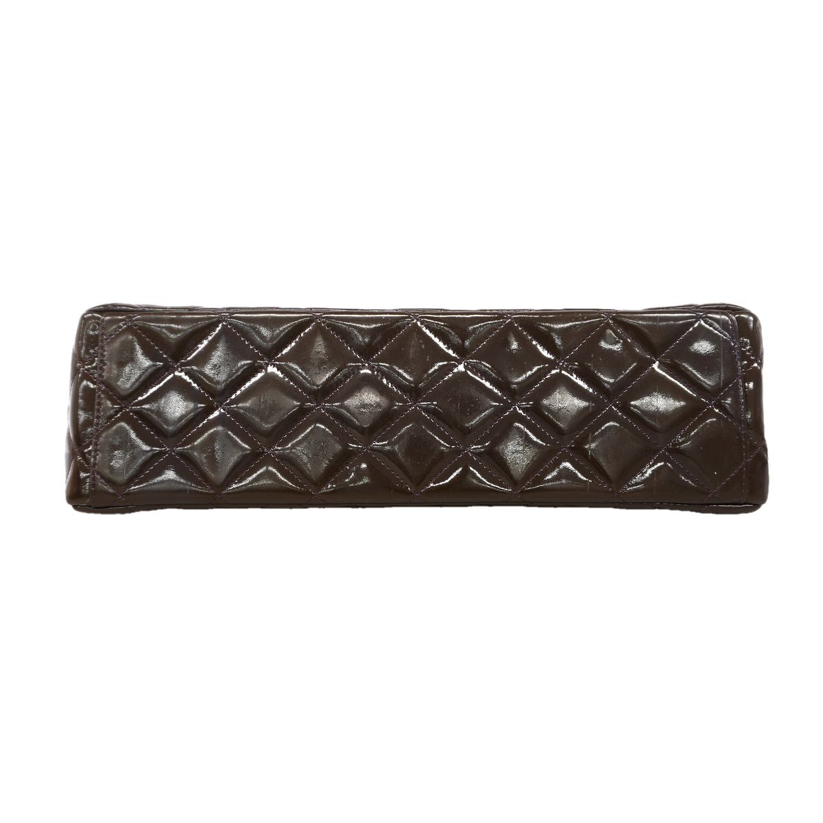 Chanel Shoulder Bag Maxi Quilted Patent Leather Brown Silver — view 3