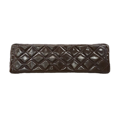 Chanel Shoulder Bag Maxi Quilted Patent Leather Brown Silver — view 3