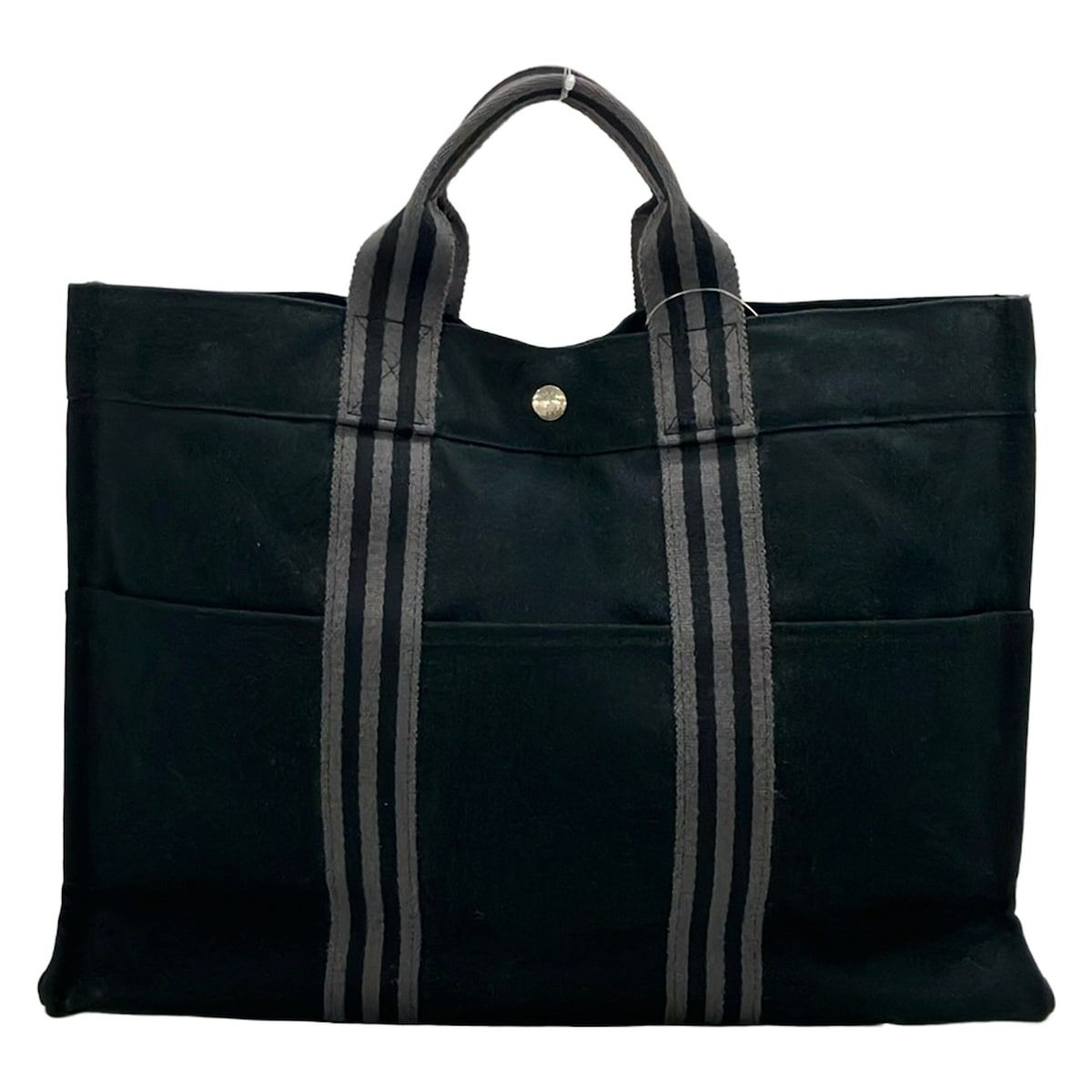 Hermes Tote Bag Fourre Tout MM Black Dark Gray Silver