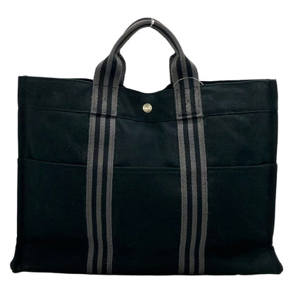 Hermes Tote Bag Fourre Tout MM Black Dark Gray Silver
