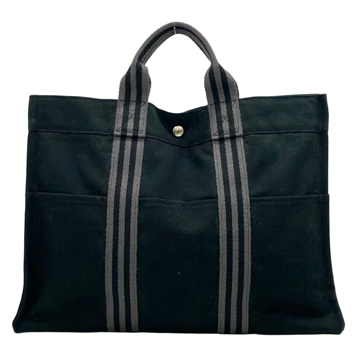 Hermes Tote Bag Fourre Tout MM Black Dark Gray Silver — view 3