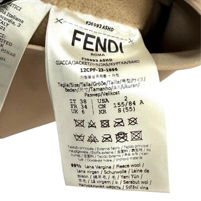 Fendi Wool Silk Blend Reversible FF Motif Pocket Cropped Length Jacket 38 — view 8