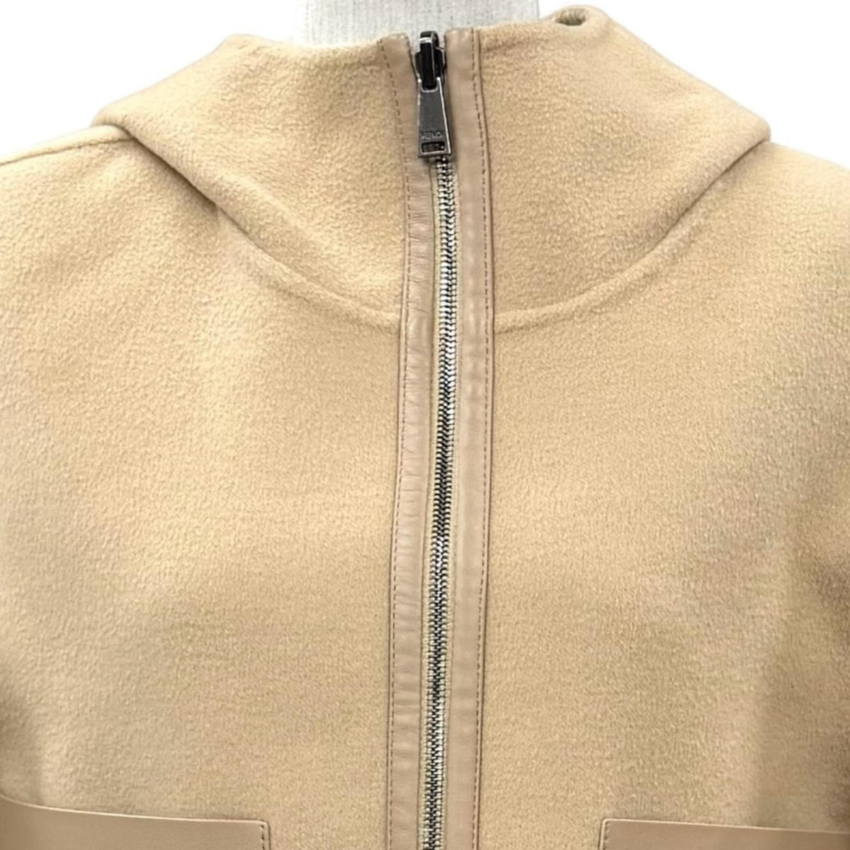 Fendi Wool Silk Blend Reversible FF Motif Pocket Cropped Length Jacket 38 — view 3