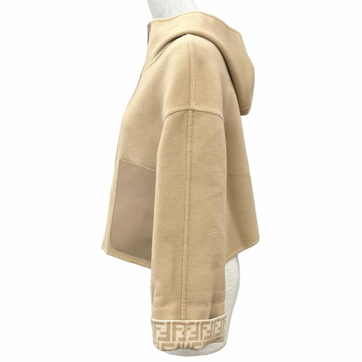 Fendi Wool Silk Blend Reversible FF Motif Pocket Cropped Length Jacket 38 — view 4