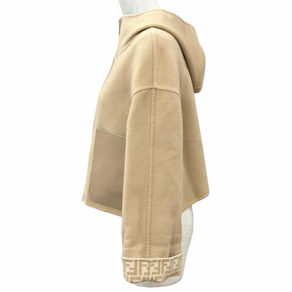Fendi Wool Silk Blend Reversible FF Motif Pocket Cropped Length Jacket 38 — view 4