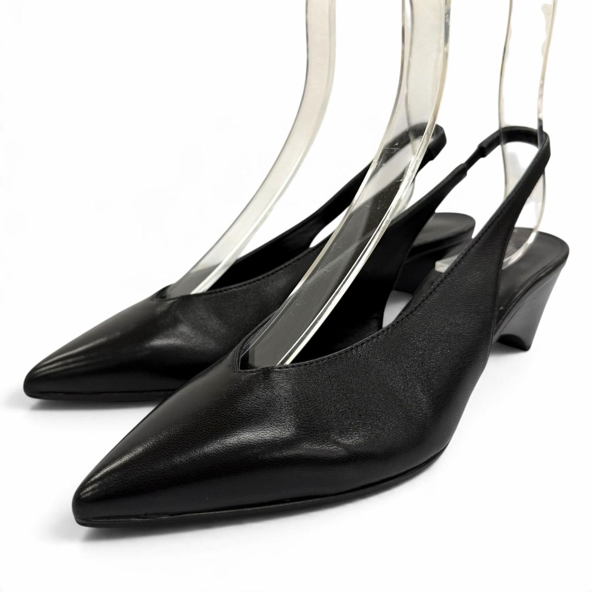 Hermes Antim 55 Leather Backstrap Pumps Black Heels