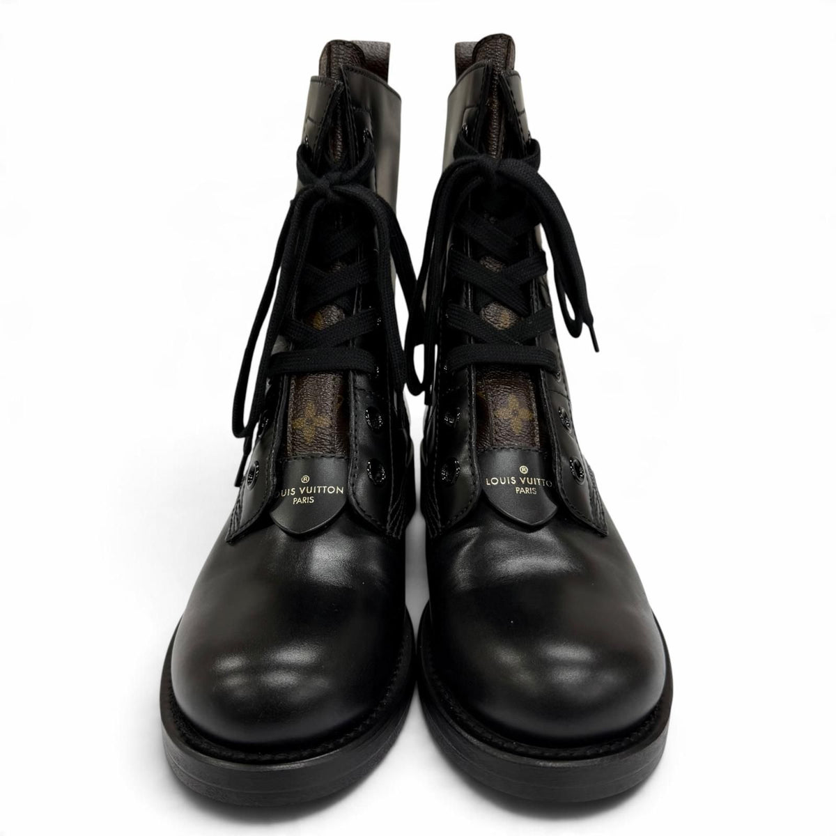 Louis Vuitton Metropolis Line Monogram Leather Short Boots Black IT — view 3