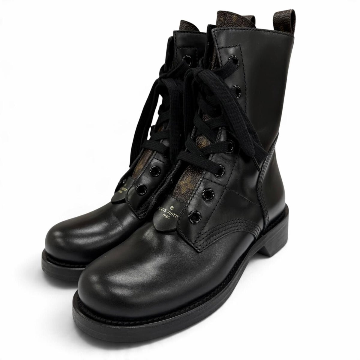 Louis Vuitton Metropolis Line Monogram Leather Short Boots Black IT