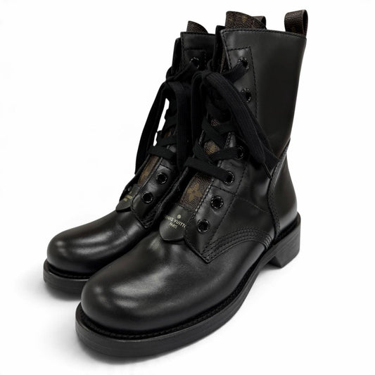 Louis Vuitton Metropolis Line Monogram Leather Short Boots Black IT