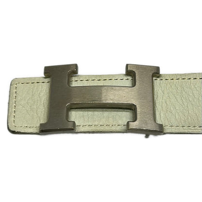 Hermes Belt S H White Brown Silver Reversible Leather — view 3