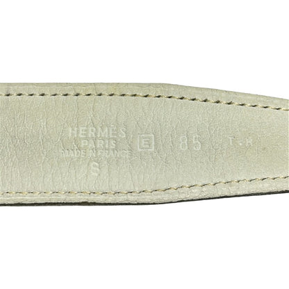 Hermes Belt S H White Brown Silver Reversible Leather — view 4