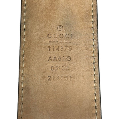 Gucci Belt 85 34 Dark Brown Gold Guccissima Line Interlocking G Leather — view 4