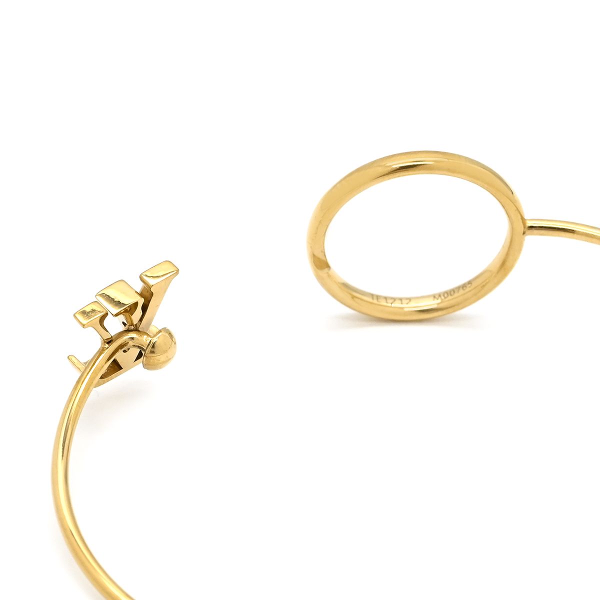 Louis Vuitton Bangle Bracelet Rigid LV Eclipse Gold Plated Logo Design — view 3
