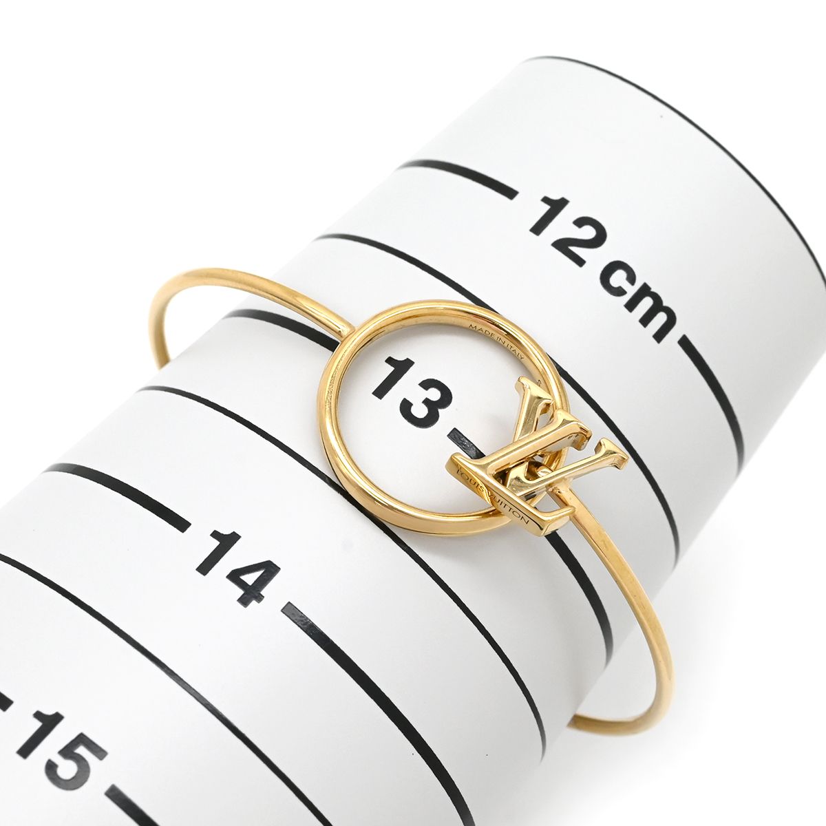 Louis Vuitton Bangle Bracelet Rigid LV Eclipse Gold Plated Logo Design — view 7