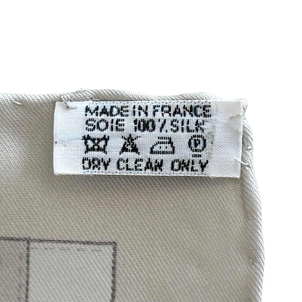 Hermes Scarf Carre 90 Bolduc Au Check Silk Gray Orange Logo Ribbon Large — view 5