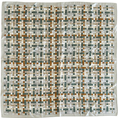 Hermes Scarf Carre 90 Bolduc Au Check Silk Gray Orange Logo Ribbon Large