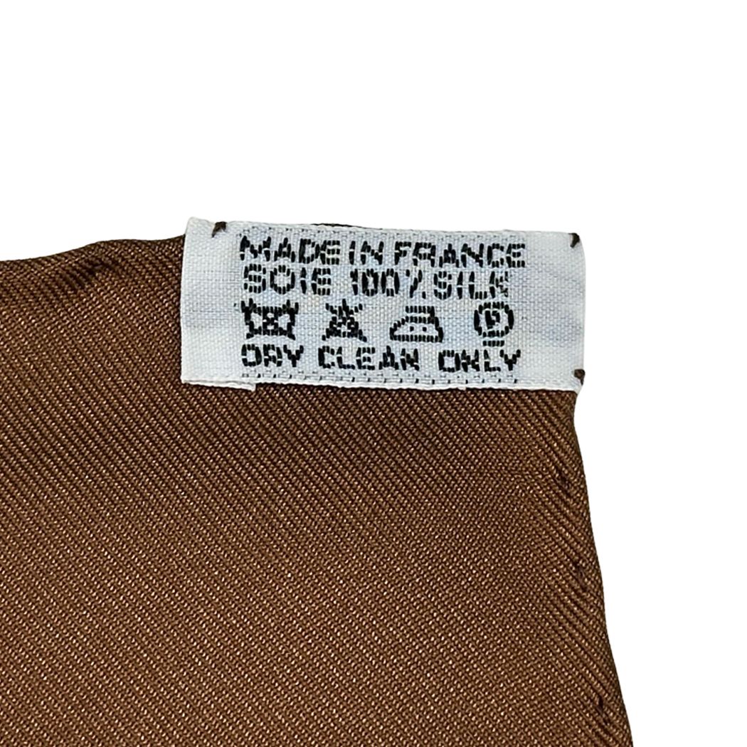 Hermes Scarf Carre 90 le Songe de Poliphile's Dream Silk Brown Green Animal — view 5