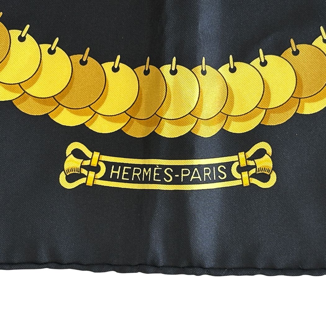 Hermes Scarf Carre 90 Kosmima Space Silk Black Ancient Greece Goldsmith Large — view 3