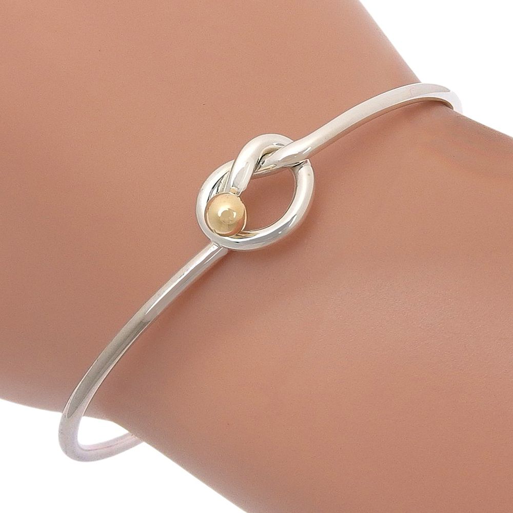 Tiffany & Co Love Knot 925 Sterling Silver 18K Gold Bracelet