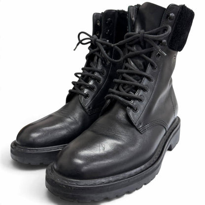 Saint Laurent Paris Ranger Boots Leather Fleece Military Black
