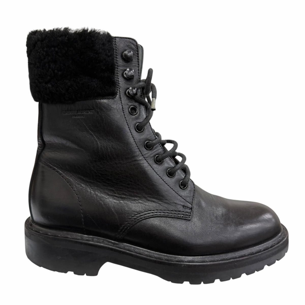 Saint Laurent Paris Ranger Boots Leather Fleece Military Black — view 6