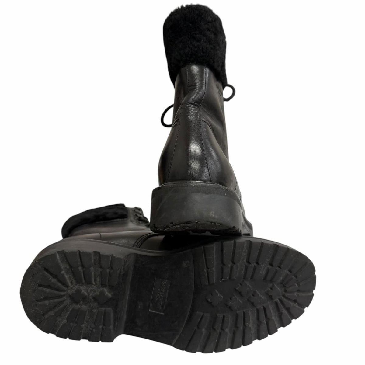 Saint Laurent Paris Ranger Boots Leather Fleece Military Black — view 4