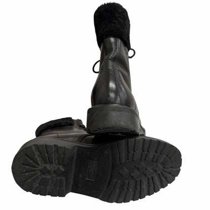Saint Laurent Paris Ranger Boots Leather Fleece Military Black — view 4