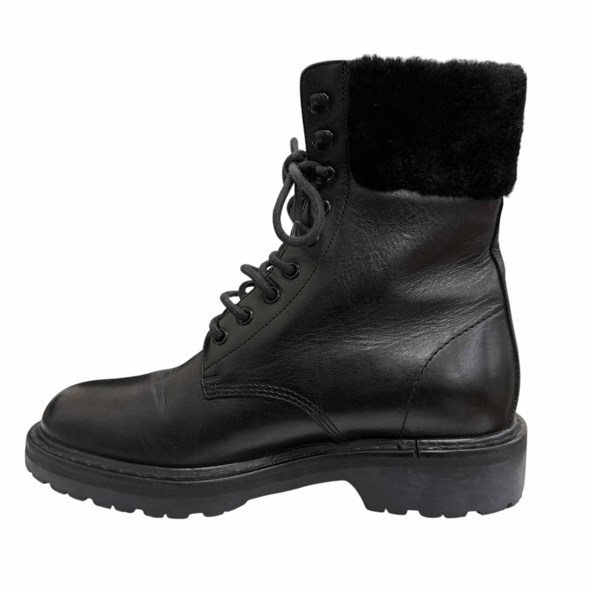 Saint Laurent Paris Ranger Boots Leather Fleece Military Black — view 5
