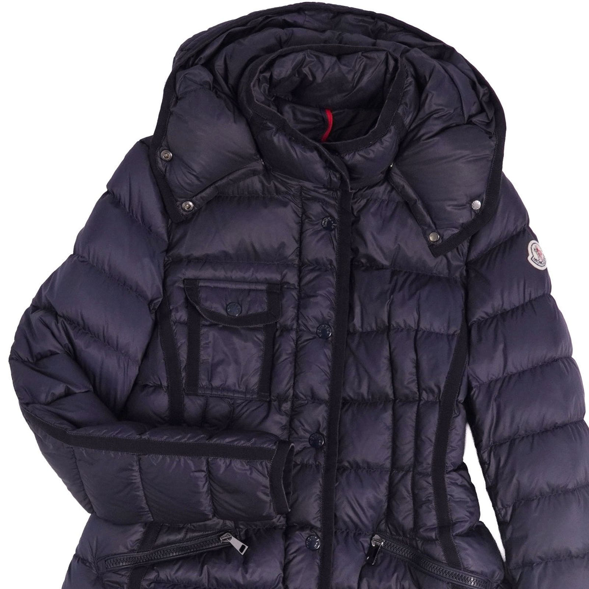 Moncler Coat Long Hermine Down Hooded Nylon Navy 1 — view 2