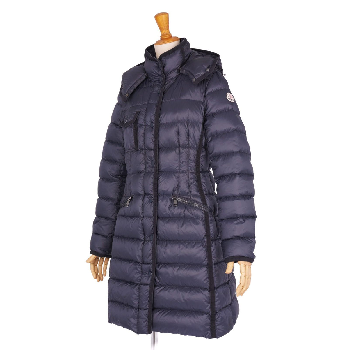 Moncler Coat Long Hermine Down Hooded Nylon Navy 1 — view 5