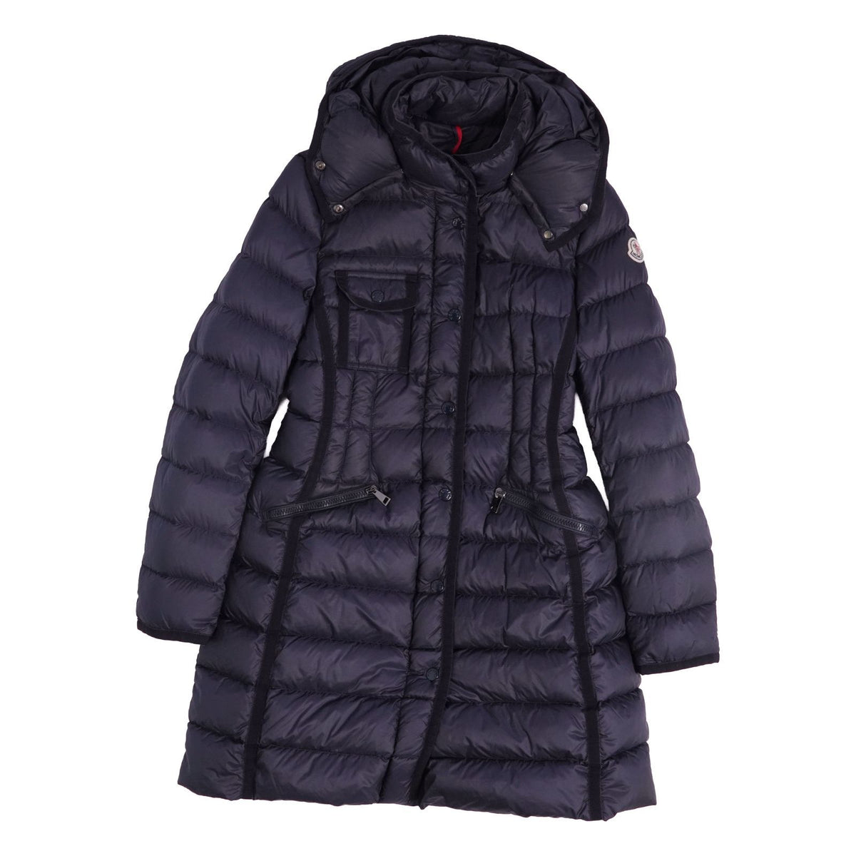 Moncler Coat Long Hermine Down Hooded Nylon Navy 1