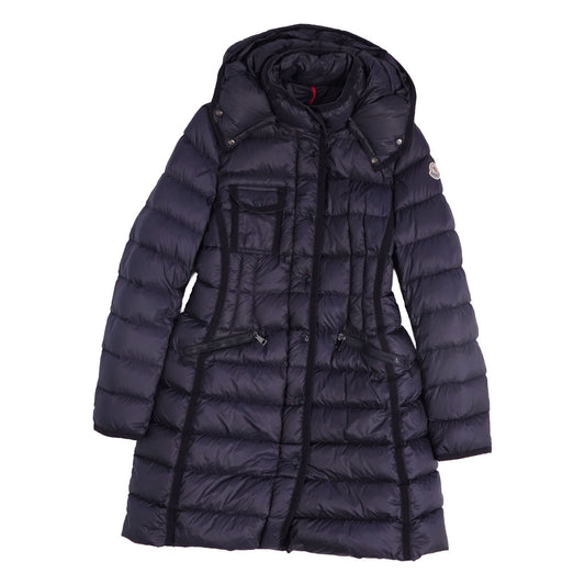 Moncler Coat Long Hermine Down Hooded Nylon Navy 1