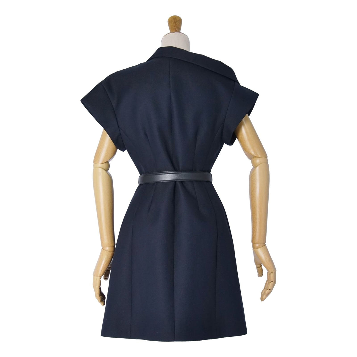 Dior Vest Gilet Long with Belt Asymmetric Top Wool Silk Navy US 4 — view 6