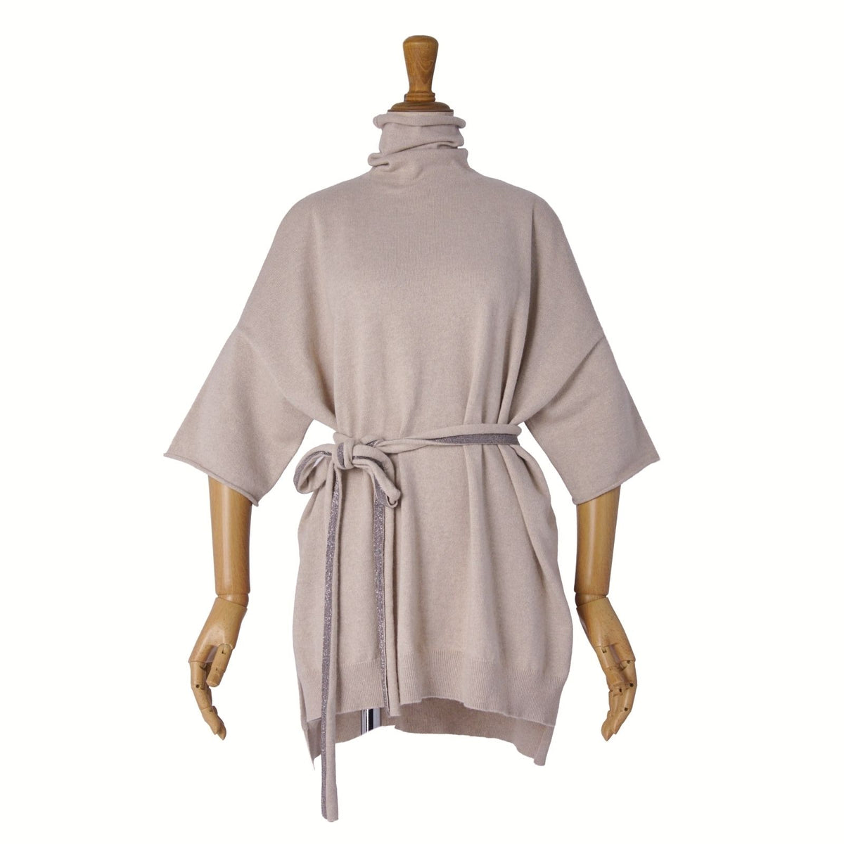 Brunello Cucinelli Knit Sweater Cashmere Turtleneck Monile Short Sleeve Top S — view 3