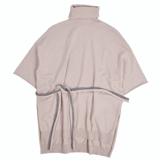 Brunello Cucinelli Knit Sweater Cashmere Turtleneck Monile Short Sleeve Top S