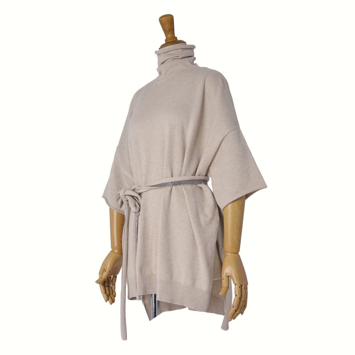 Brunello Cucinelli Knit Sweater Cashmere Turtleneck Monile Short Sleeve Top S — view 4