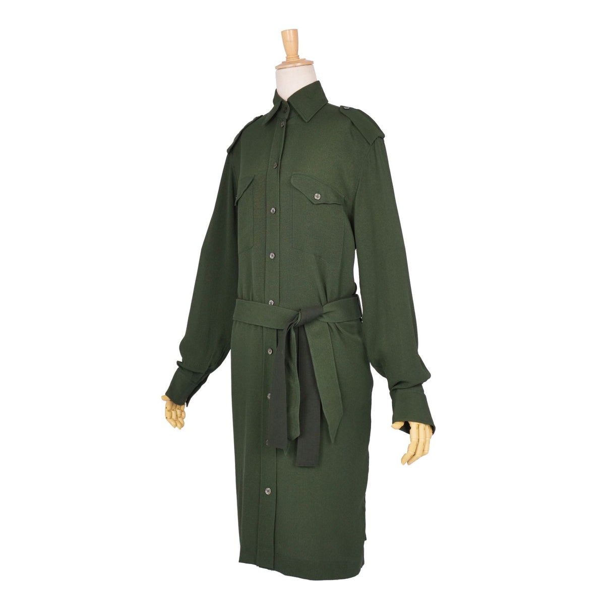 Hermes Dress Shirt Long Sleeve Top Silk Green 38 — view 4