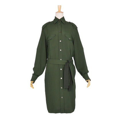 Hermes Dress Shirt Long Sleeve Top Silk Green 38 — view 3