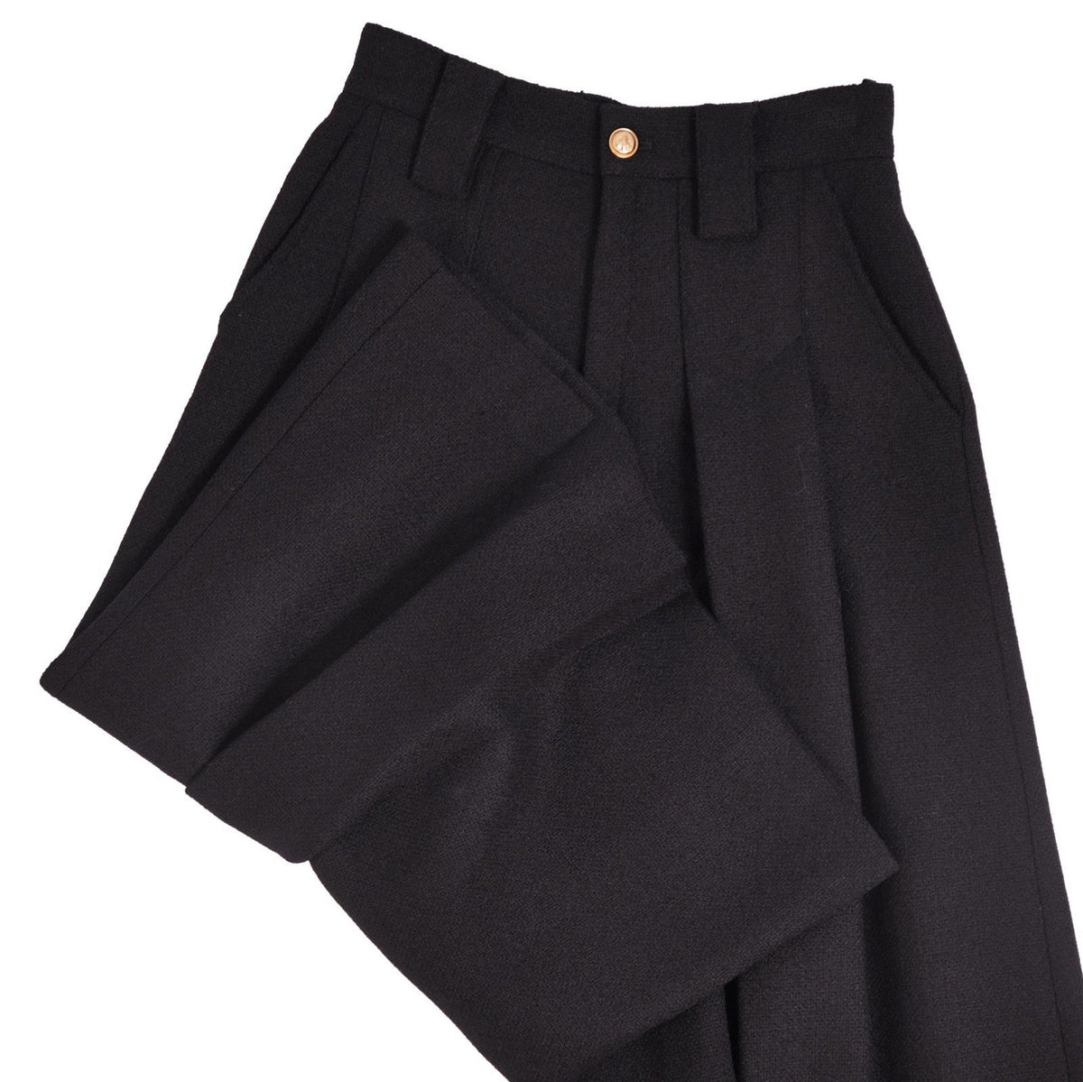 Gucci Pants Wide Tweed Wool Black 36 — view 2